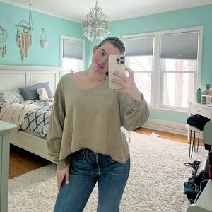 Beige V-Neck Sweater